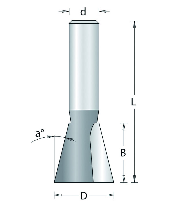 296-8 HM Zwaluwstaartfrees 9° 9,5mm d=8